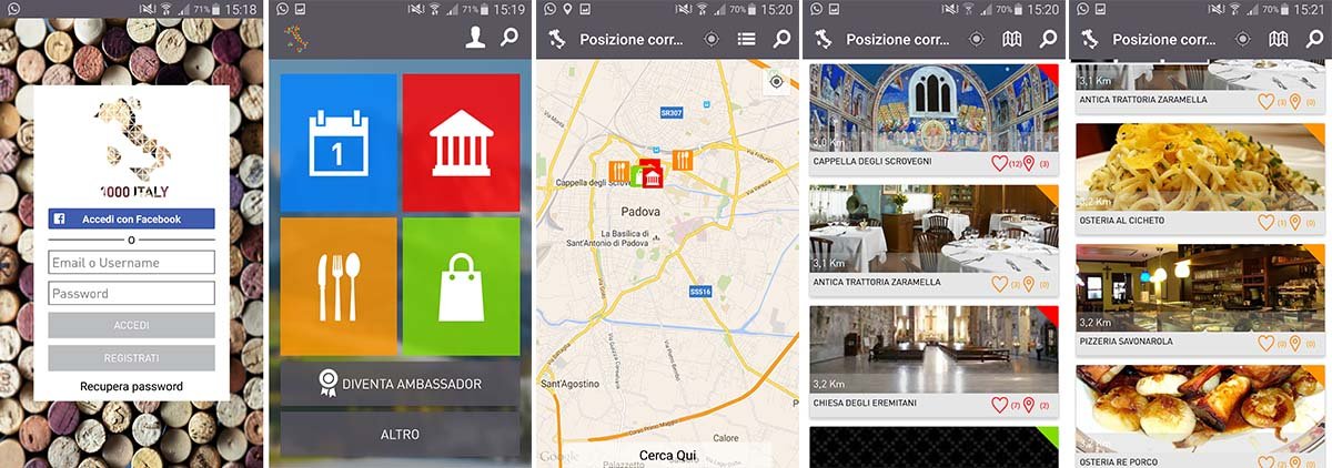 1000 Italy: il nuovo “social network” dei viaggiatori 2 Avvio, Menu, e schermate principali