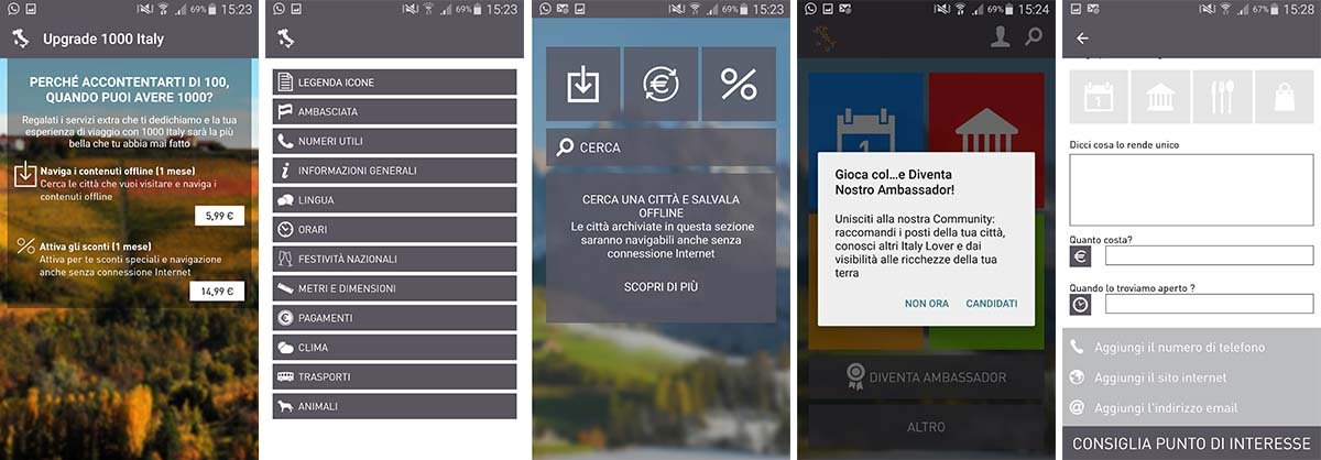 1000 Italy: il nuovo “social network” dei viaggiatori 3 Upgrade dell'app e "interfaccia Ambassador"