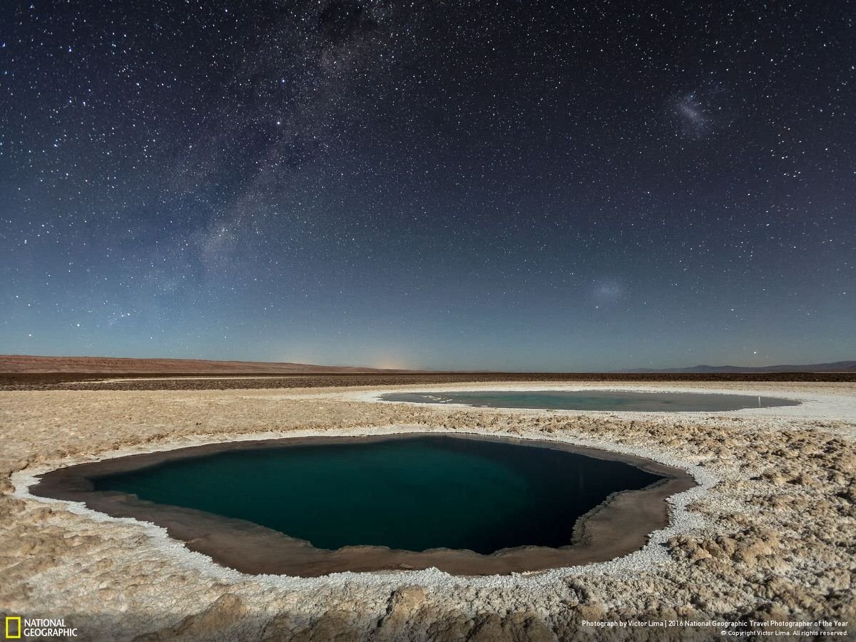 I made this photo during my recent photographic expedition in Atacama Desert, in April 2016. I embarked alone on this adventure to find images not yet published of the most arid desert in the world and its contrasts.  Despite the Atacama Desert being one of the best places on the planet to do night photography. Therefore, I sought one of the places recently discovered in the Atacama Desert and one that shows all the contrast of this desert to make night shots: the Baltinache Ponds. | CATEGORY: Nature