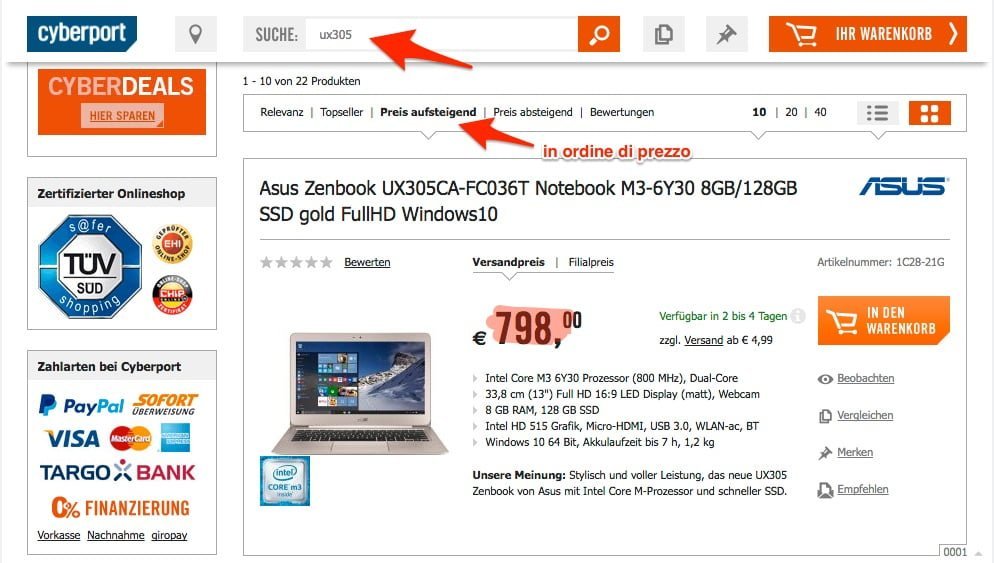 Dove e come acquistare portatili in offerta e sottocosto 3 cyberport.de