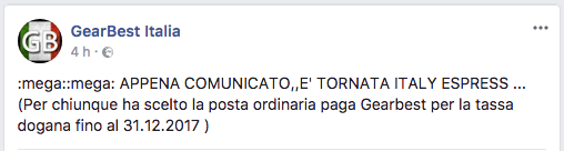 GearBest cancella la spedizione Italy Express: dogana sopra i 25$ 2 Schermata 2017 11 21 alle 12.41.57