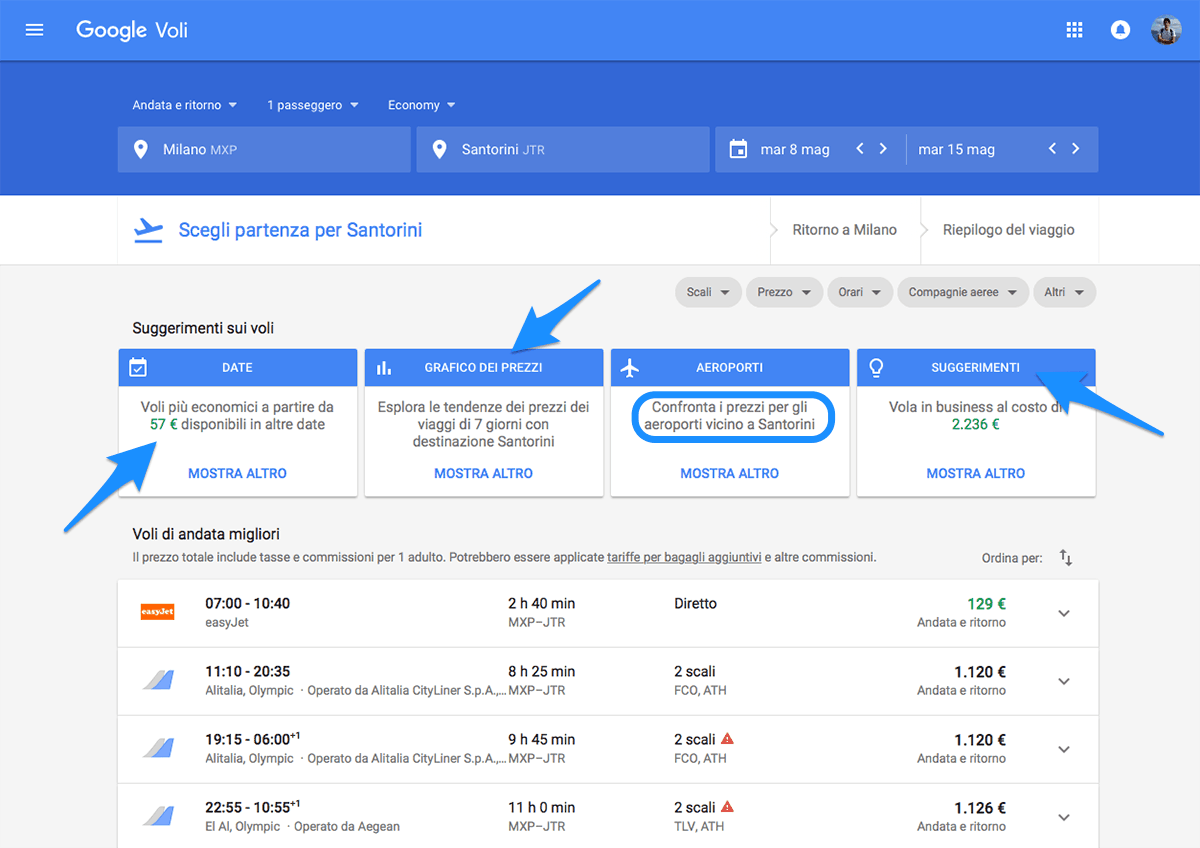 Il nuovo Google Voli è disponibile online ed è una figata 2 google voli1