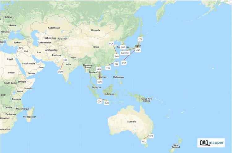 Tratte aeree più trafficate