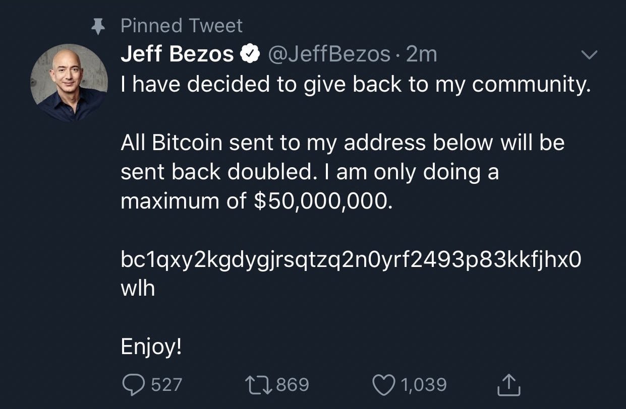 Twitter hackerato Jeff Bezos